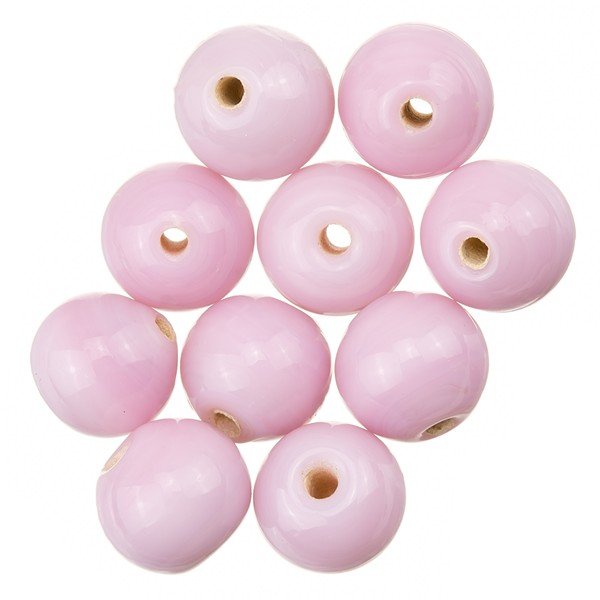 Shiny Pink Round Glass Beads 8mm PK10