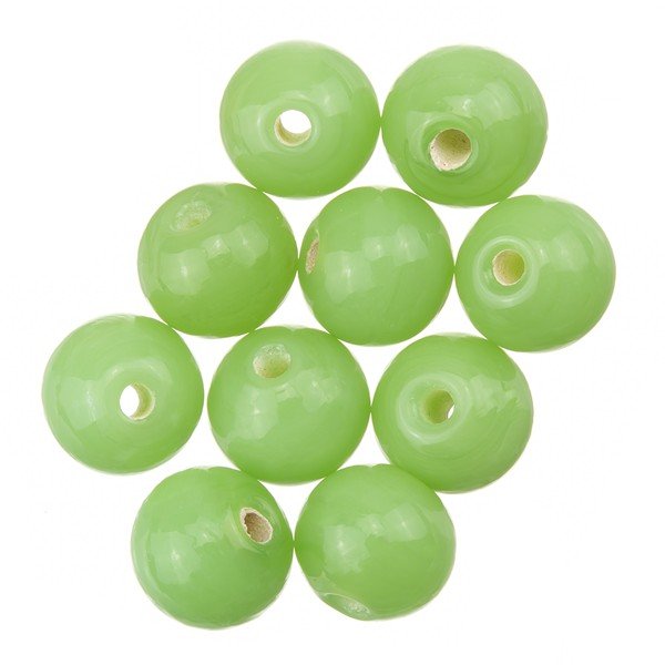 Shiny Light Green Round Glass Beads 8mm PK10