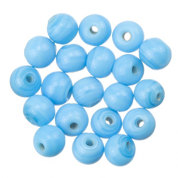 Shiny Blue Round Glass Beads 6mm PK20