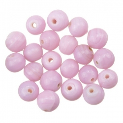 Shiny Pink Round Glass Beads 6mm PK20