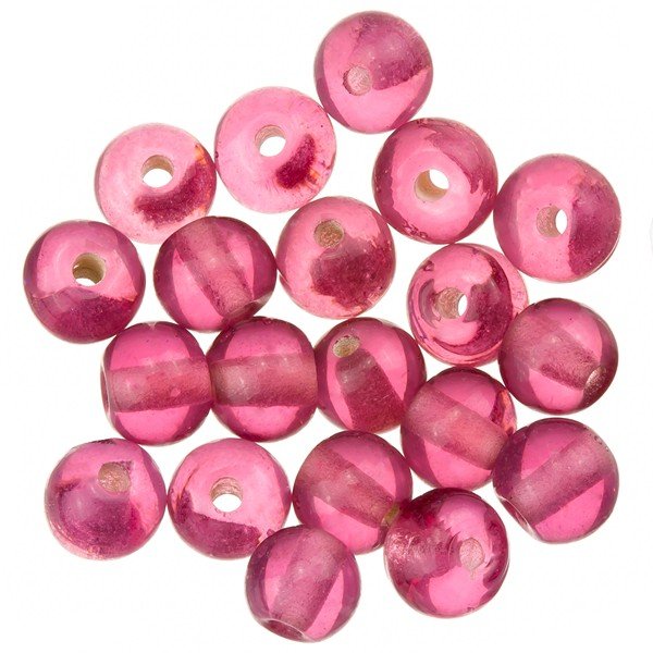 Transparent Pink Round Glass Beads 6mm PK20