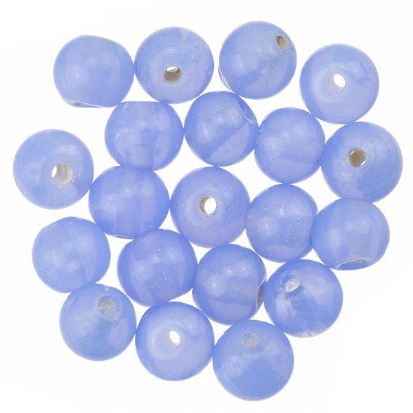 Transparent Light Blue Round Glass Beads 6mm PK20