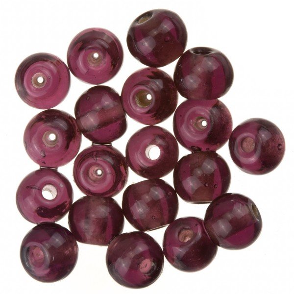 Transparent Purple Round Glass Beads 6mm PK20