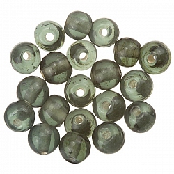 Transparent Dark Green Round Glass Beads 6mm PK20