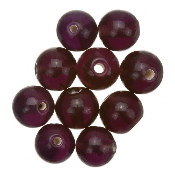Transparent Violet Round Glass Beads 10mm (PK10)