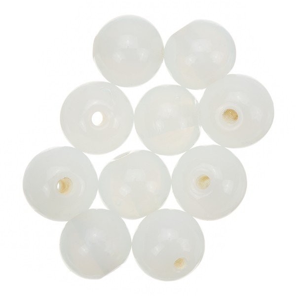 Transparent White Round Glass Beads 10mm PK10