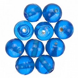 Transparent Sky Blue Round Glass Beads 10mm PK10