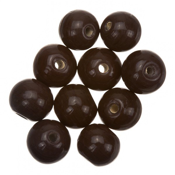 Shiny Dark Brown Round Glass Beads 10mm PK10