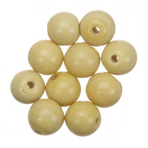 Shiny Beige Round Glass Beads 10mm PK10