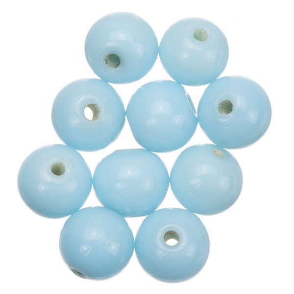 Shiny Light Turquoise Round Glass Beads 10mm PK10