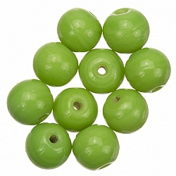 Shiny Medium Green Round Glass Beads 10mm PK10