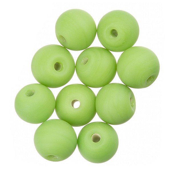 Matte Green Round Glass Beads 10mm PK10