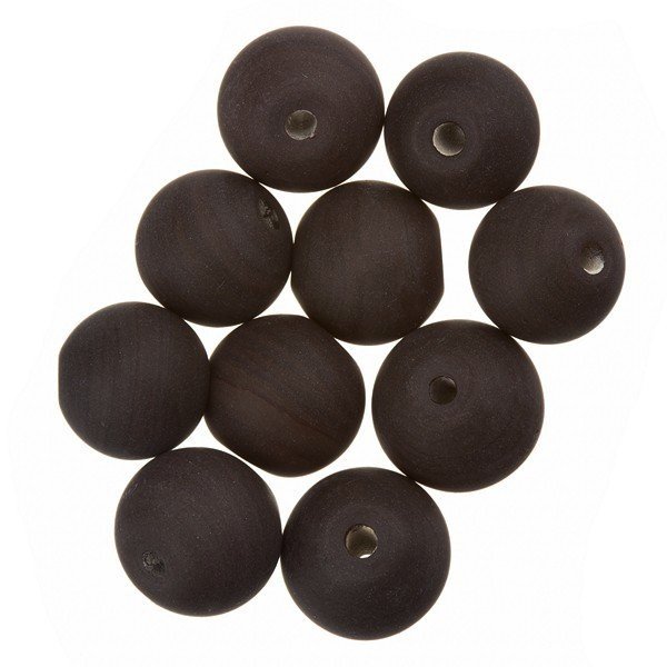 Handmade Matte Dark Brown Round Glass Beads 10mm PK10