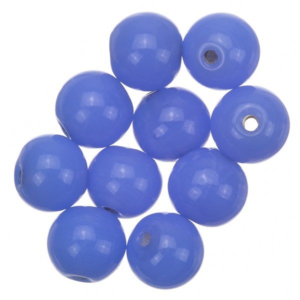 Shiny Blue Round Glass Beads 10mm PK10