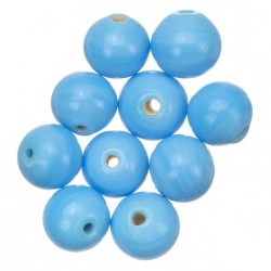 Shiny Light Blue Round Glass Beads 10mm PK10