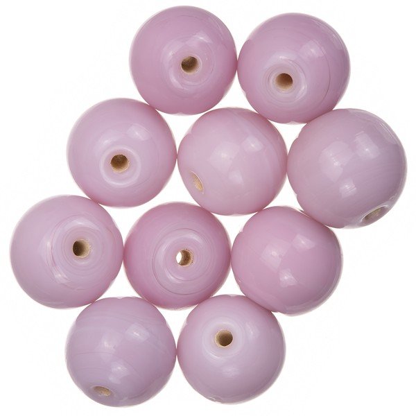 Shiny Pink Lilac Round Glass Beads 12mm PK10