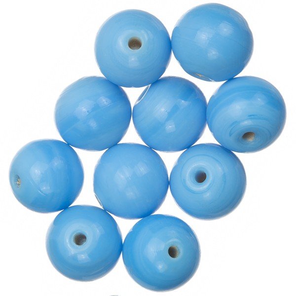 Shiny Light Blue Round Glass Beads 12mm PK10