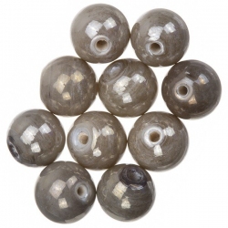 Shiny Metallic Grey Round Glass Beads 12mm PK10