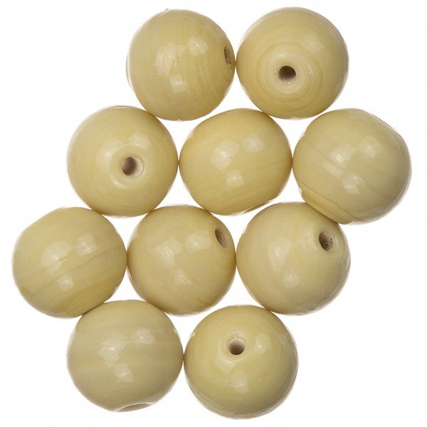 Shiny Beige Round Glass Beads 12mm PK10