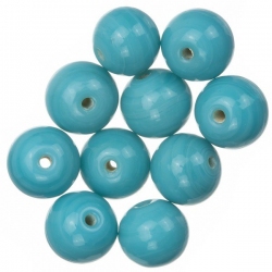 Shiny Turquoise Round Glass Beads 12mm PK10