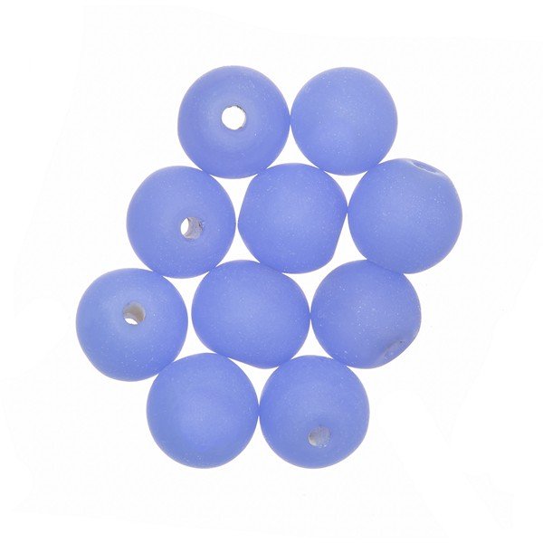 Matt Blue Round Glass Beads 8mm PK10