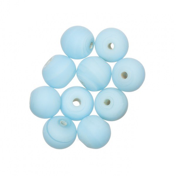 Matt Light Blue Round Glass Beads 8mm PK10