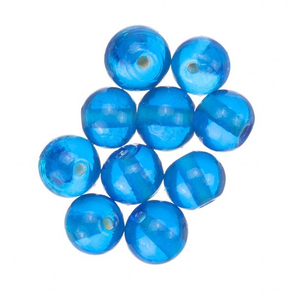 Transparent Sky Blue Round Glass Beads 8mm PK10 