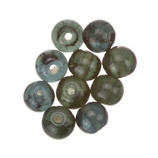Transparent Dark Green Round Glass Bead 8mm PK10 