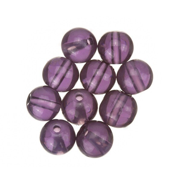 Transparent Lilac Round Glass Bead 8mm PK10 