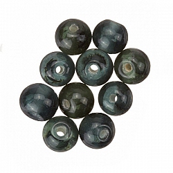 Transparent Dark Green Round Glass Beads 8mm PK10