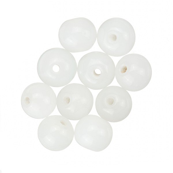 Transparent White Round Glass Beads 8mm PK10