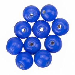 Shiny Opaque Blue Round Handmade Glass Beads 10mm PK10