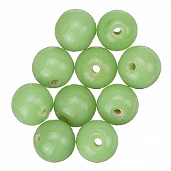 Shiny Light Green Round Glass Beads 10mm PK10 