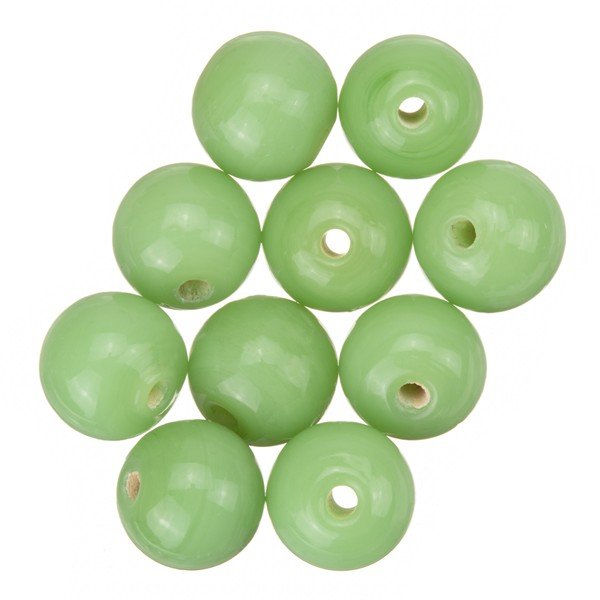 Shiny Light Green Round Glass Beads 10mm PK10 