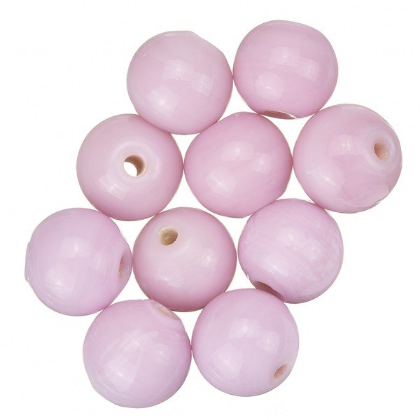 Shiny Light Pink Round Glass Beads 10mm PK10 