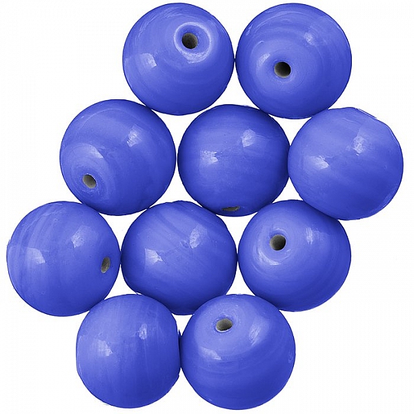 Shiny Medium Blue Round Glass Beads 14mm PK10