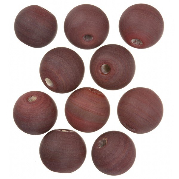 Dark Red Matte Round Glass Beads 14mm PK10