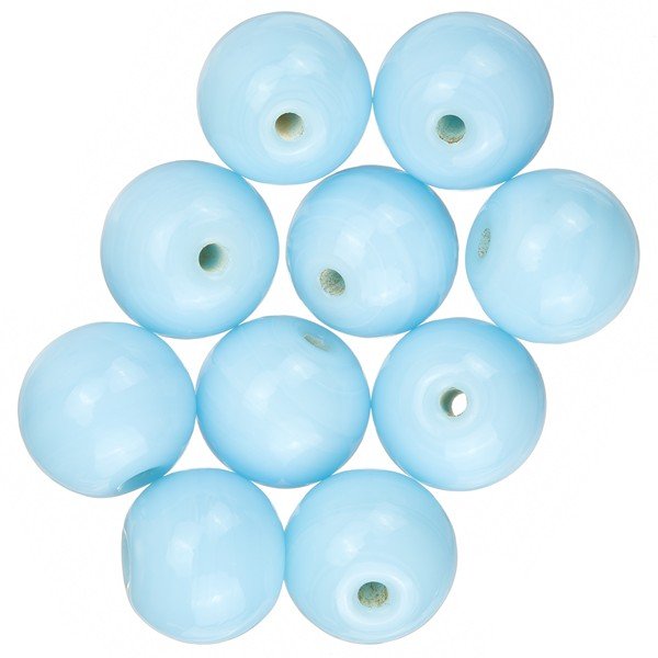 Shiny Turquoise Round Glass Beads 12mm (PK10)
