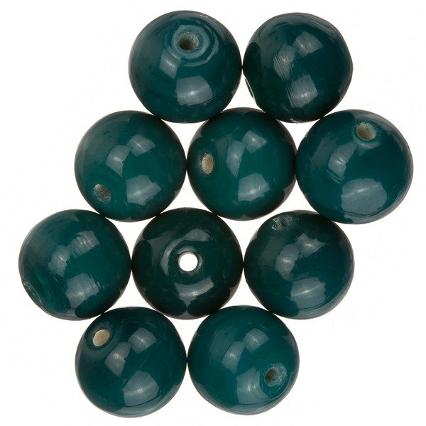 Shiny Dark Green Round Glass Beads 12mm (PK10)