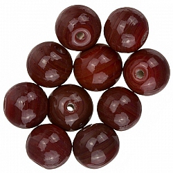 Shiny Opaque Dark Red Round Glass Beads 12mm (PK10)