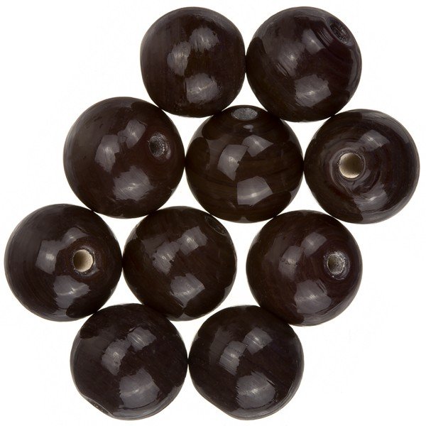 Shiny Opaque Brown Round Glass Beads 12mm (PK10)