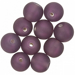 Transparent Purple Frosted Round Glass Beads 12mm PK10