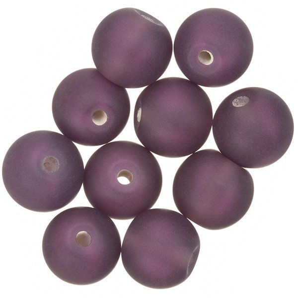 Transparent Purple Frosted Round Glass Beads 12mm PK10