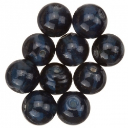 Transparent Dark Blue Round Glass Beads 12mm (PK10)