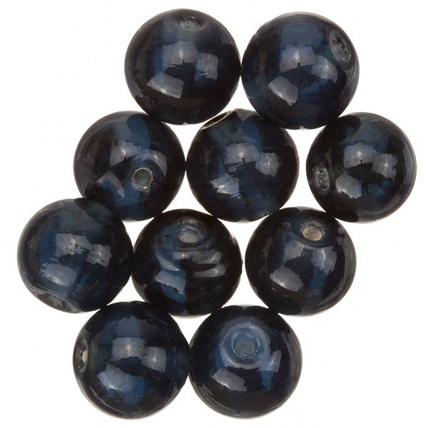 Transparent Dark Blue Round Glass Beads 12mm (PK10)