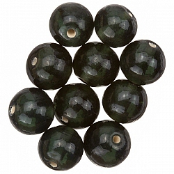 Transparent Dark Green Round Glass Beads 12mm (PK10)