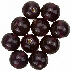 Transparent Dark Purple Round Glass Beads 12mm (PK10)