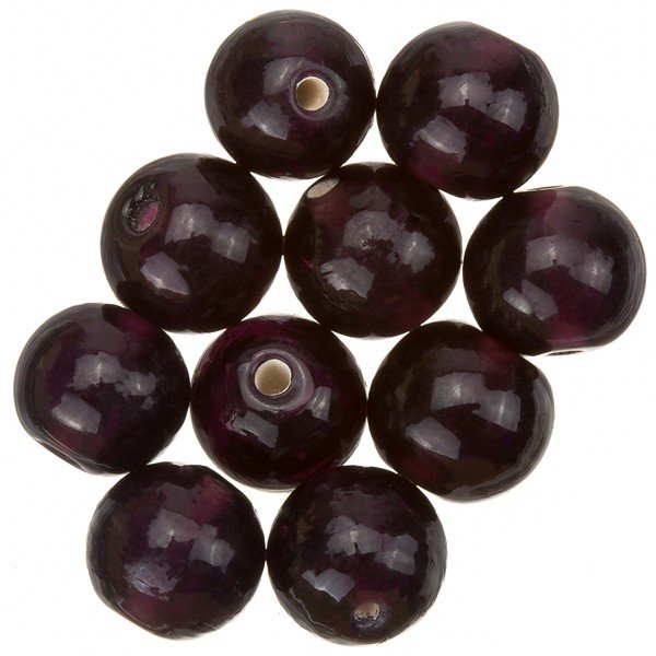 Transparent Dark Purple Round Glass Beads 12mm (PK10)