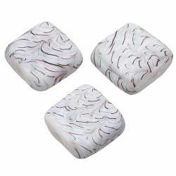 Wavy Matte Light Blue Square Glass Beads 18mm (PK3)