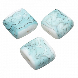 Wavy Matte Turquoise Square Glass Beads 18mm (PK3)